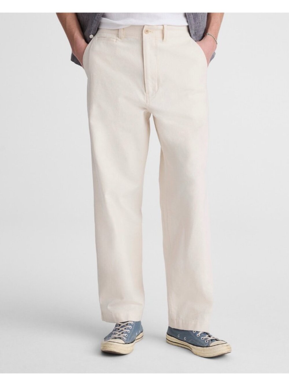 Madewell Utility Pant Cotton Hemp Canvas Mens 34 Natural Seeded Straight NWT